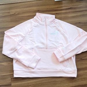 Nwt PUMA pale pink 1/4 zip crop sweater